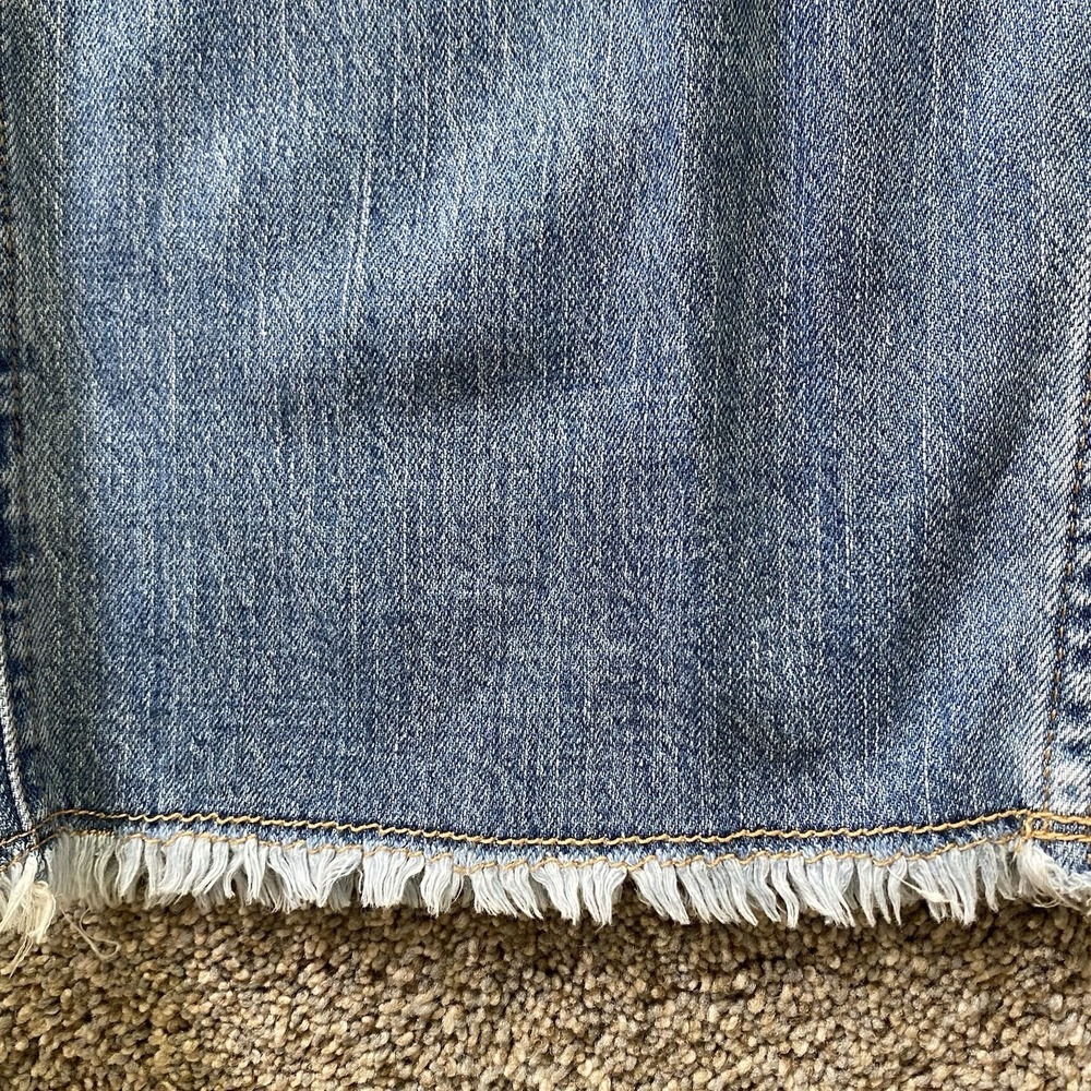 Pilcro Anthropologie Denim Overalls Size 25 Blue Relaxed Raw Hem Distressed - Picture 10 of 12